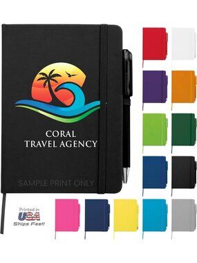 Customizable Leatherette Notebook Journal – 5” x 7”, 12 Pack, 100 Pages